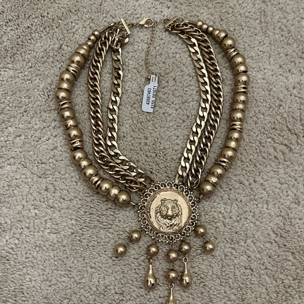 Free People Necklace with Lion Medallion
